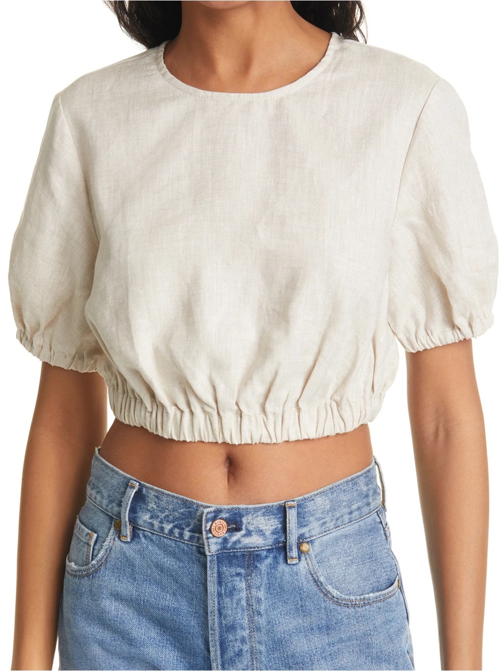 STAUD Athena Linen Crop Top S